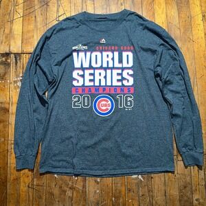 Chicago Cubs World Series Champions 2016 MLB Majestic Tee Shirt Men 2XL Gray